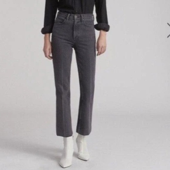 Rag & Bone Grey Kuro Dylan Crop Flare Jeans‎ High Rise Denim Size 32 - Picture 1 of 8